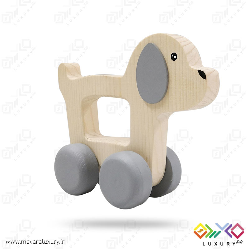 اسباب بازی چوبی مدل سگ ماشینی MKids48